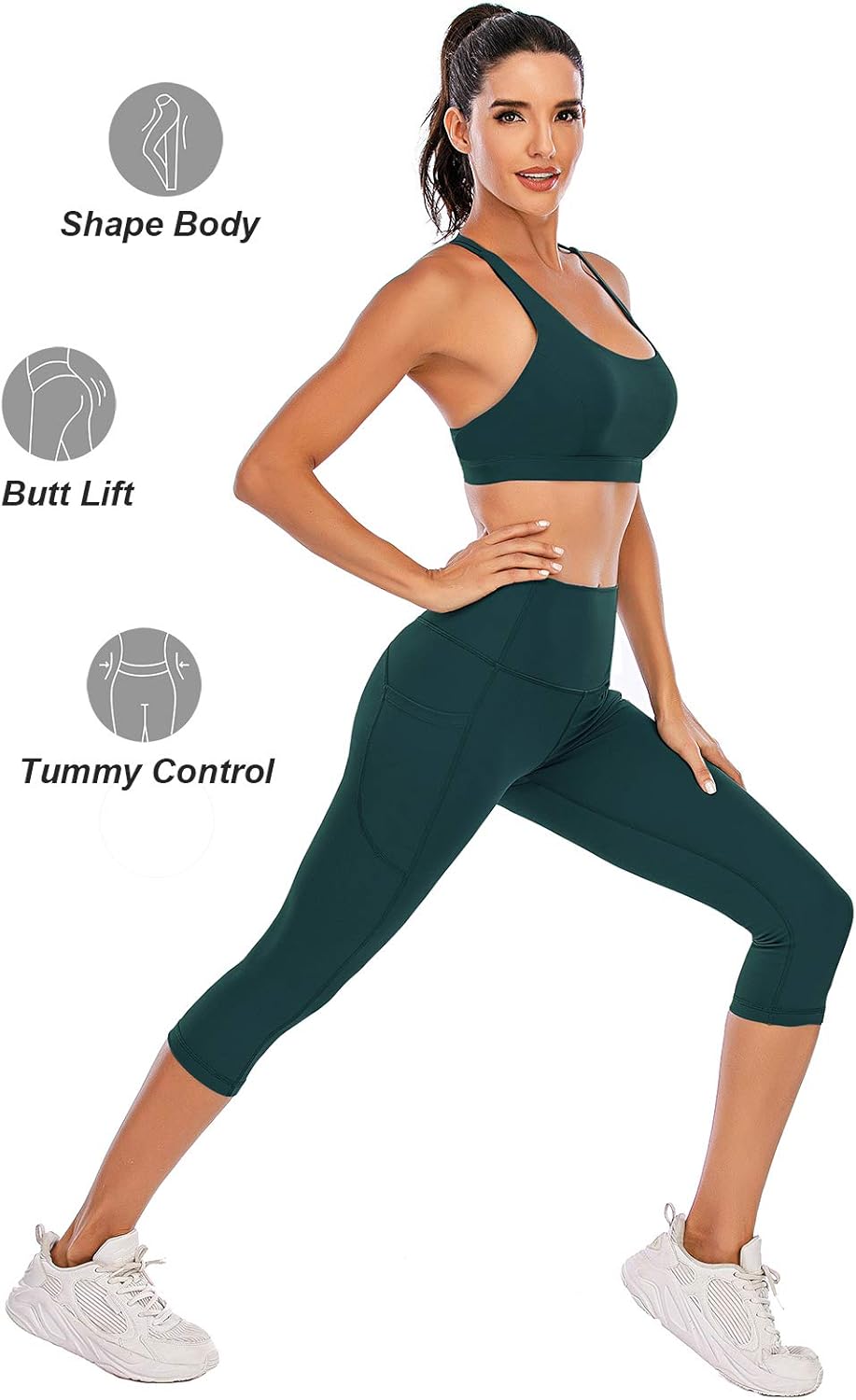 Women's High Waist Yoga Pants Capri Workout