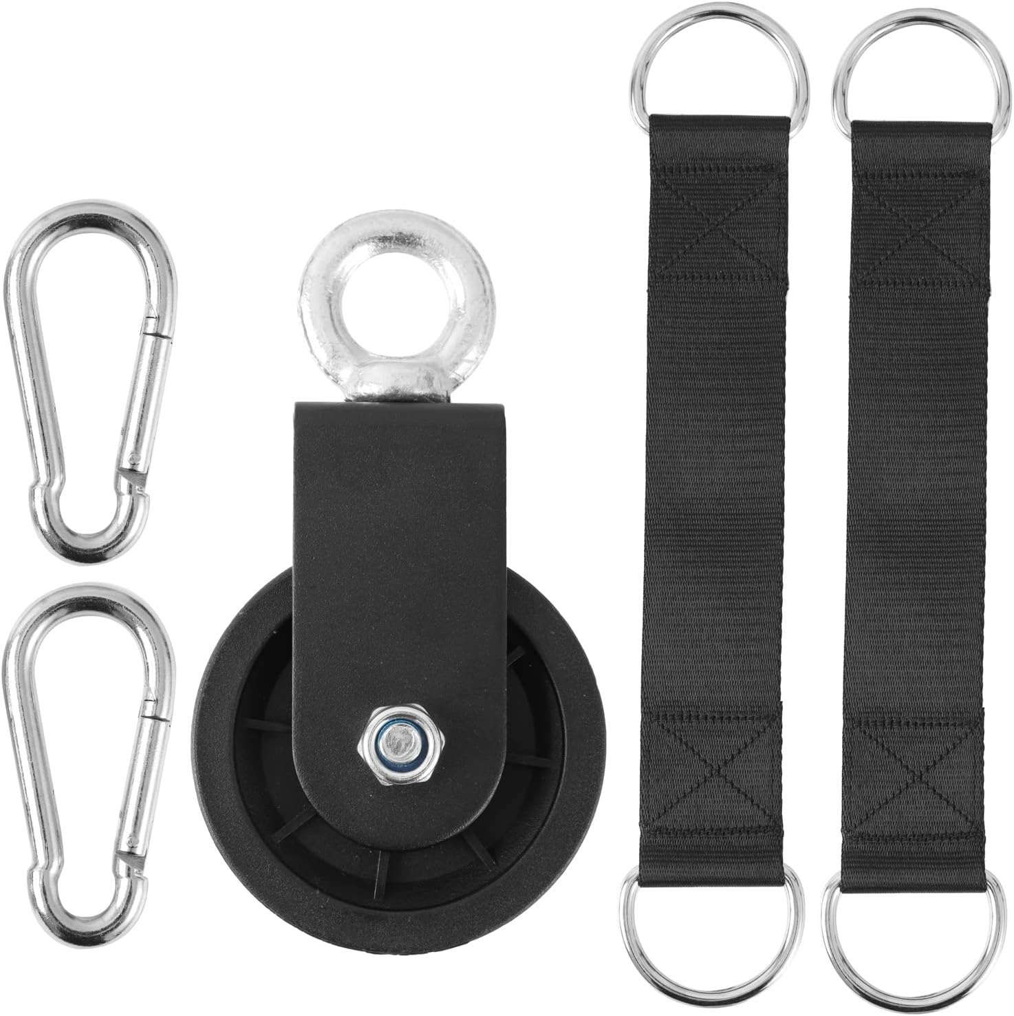 90mm Pulley Wheel with 2 Hanging Strap Carabiner