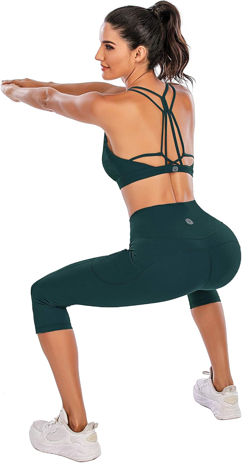 Women's High Waist Yoga Pants Capri Workout