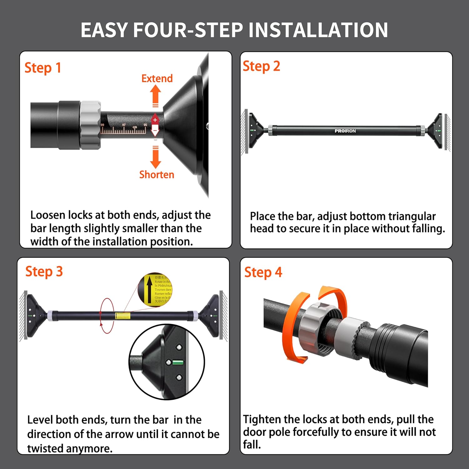 Pull Up Bar for Doorway without Screws Adjustable 