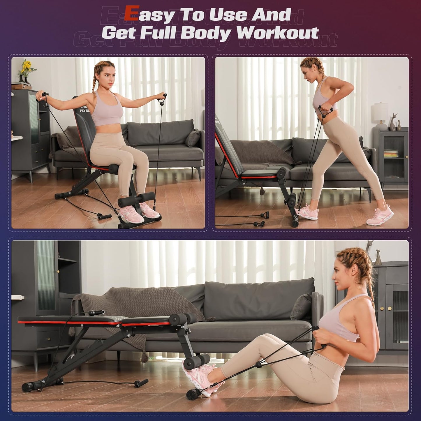 Adjustable Weight Bench, Utility Gym Bench for Full Body Workout